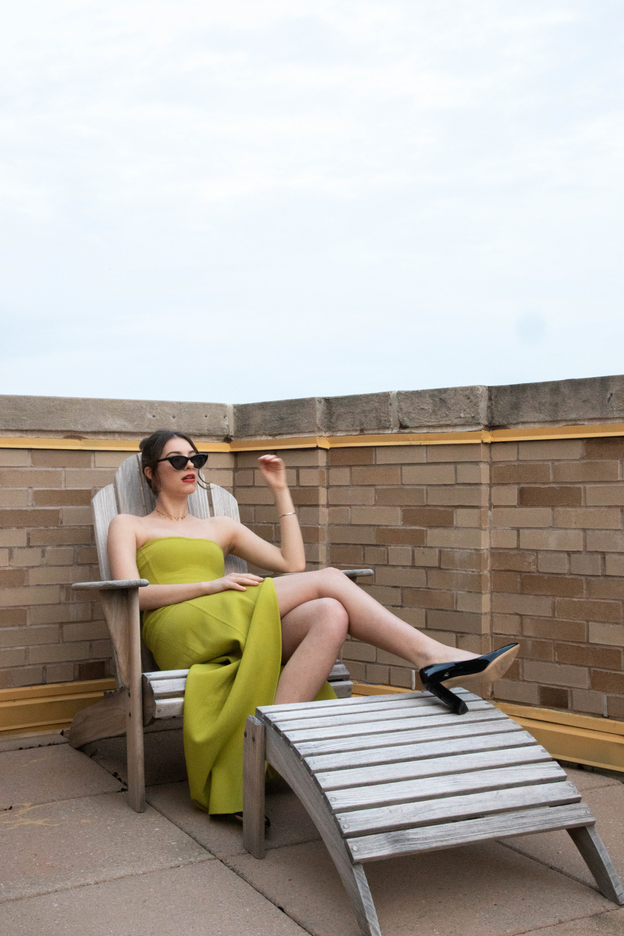 woman in green dress